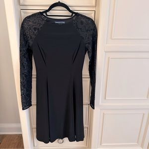 AMERICAN LIVING BLACK FIT AND FLARE DRESS WITH LACE SLEEVES SIZE 2